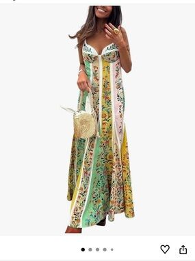 Floral Striped Maxi Dress in Pastel Multi